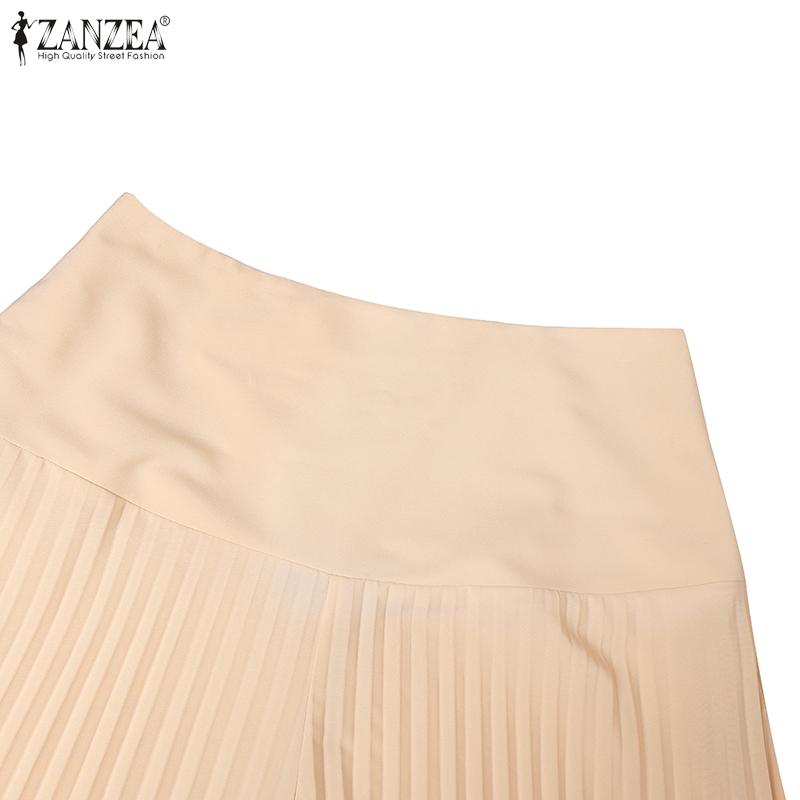 ZANZEA Women Casual Side Zipper Solid Color Loose Wide Leg Pants