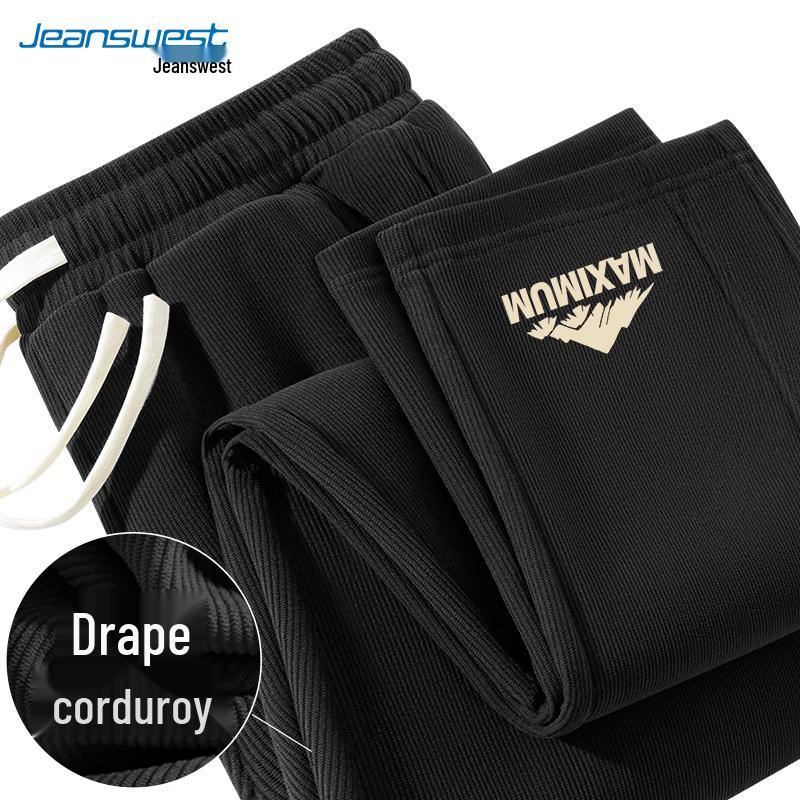 

JEANSWEST Men s Corduroy Anti-Wrinkle Wide-Leg Casual Pants 3XL