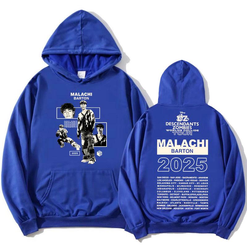 Zzombies Worlds Collide Tour 2025 Hoodies Malachi Barton Actor Graphic Sweatshirts Fashion Long Sleeve Hooded Pullovers Printed