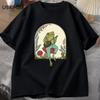 Cute Cottagecore T-shirts Aesthetic Frog Playing Banjo on Mushroom T Shirt Men Summer Cotton Short Sleeve Tee Shirt Mens Clothes