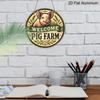 2D Flat 1pc, 8x8 in, Vintage Pig Farm Themed Design, Aluminum Metal Decorative Signs & Plaques, Round Wall Art, Suitable for Bars, Cafes, Clubs, and