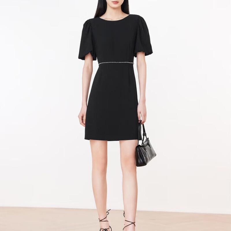 JOOZE Ring-Puffärmel-Acetat-Pendlerkleid