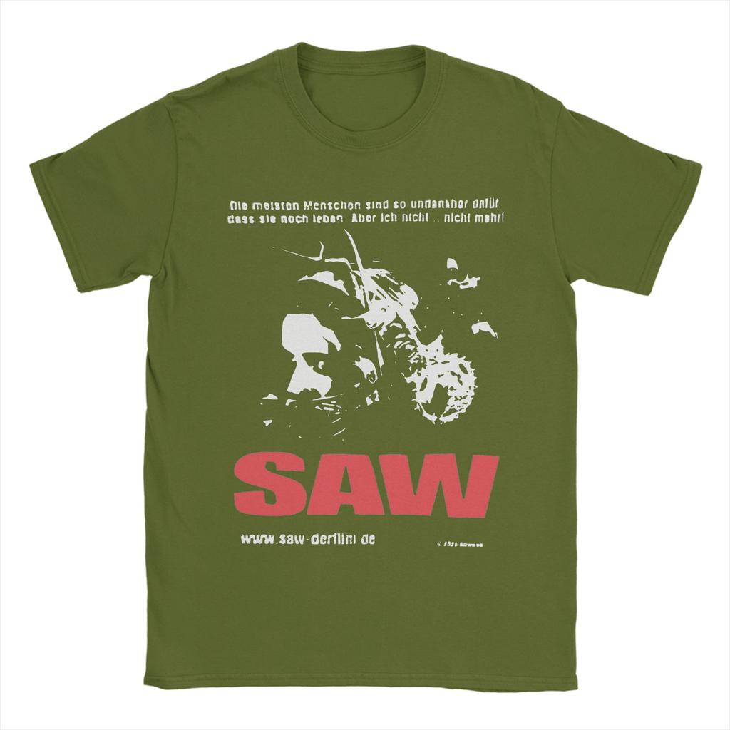 Funny Vintage SAW Movie Tshirts Men's 100%Cotton Short Sleeve  Round Neck Summer Tops Shirts