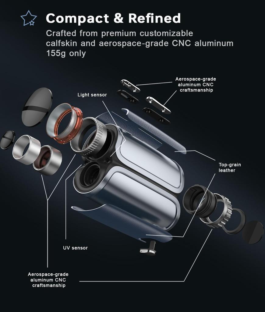 Fastdeer S2 Golf-Entfernungsmesser OLED, Rindsleder, Marineblau