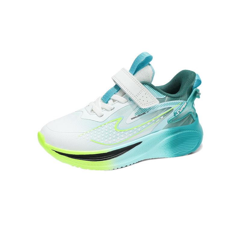 Boys' sports shoes medium and older children's leather surface school Velcro running shoes lightweight wear-resistant protective versatile runn