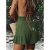 Summer Women's Shorts Cotton Linen Ruffle Fashion Wide Leg Shorts Draped Casual Pants
