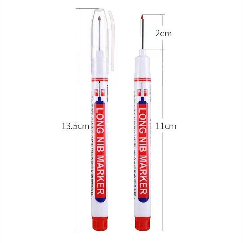 4Pcs Long Head Markers Pen Bathroom Woodworking Decoration Multifunction Deep Hole Marker Pens Pen Red Black Blue Ink