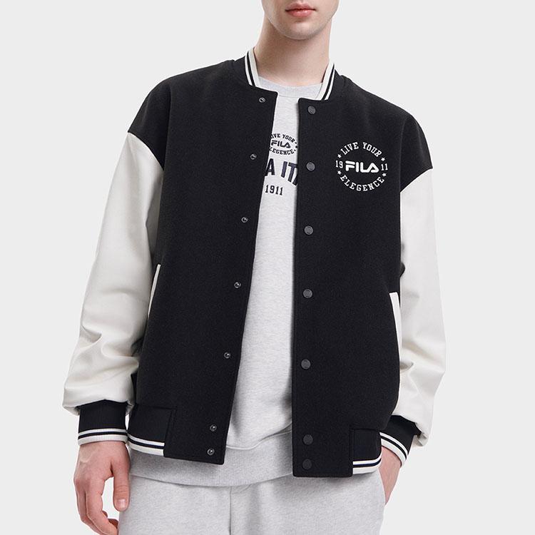 Fila 2023 Autumn New Woven Jacket Casual Loose New Snow Velvet Cotton Baseball Jacket Unisex Jackets Water-Milk-White F11U339702FIV