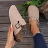 Fashion Summer Cork Footbed Clogs Flat Shoes for Women Fashion Faux Leather Buckle Potato Shoes Ladies Indoor Outdoor Slippers Mujer