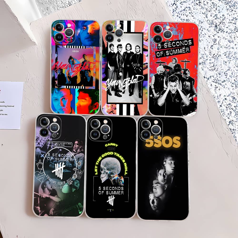 Seconds-of-Summers-5SOS Transparent Case For IPhone 11 12 13 14 15 16 17 Air Pro Max Plus Mini Shockproof Cover