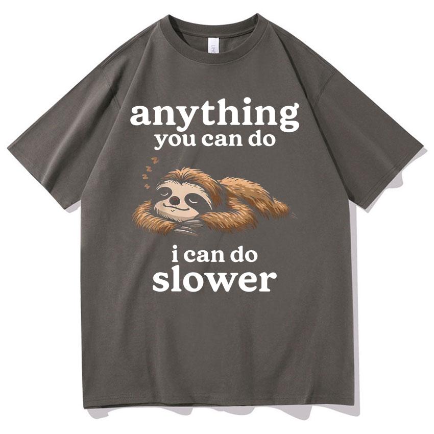 Funny Letters Print Sloth Meme T-shirts Men Women Gothic Casual T-shirt Short Sleeves Graphics Cotton T Shirts