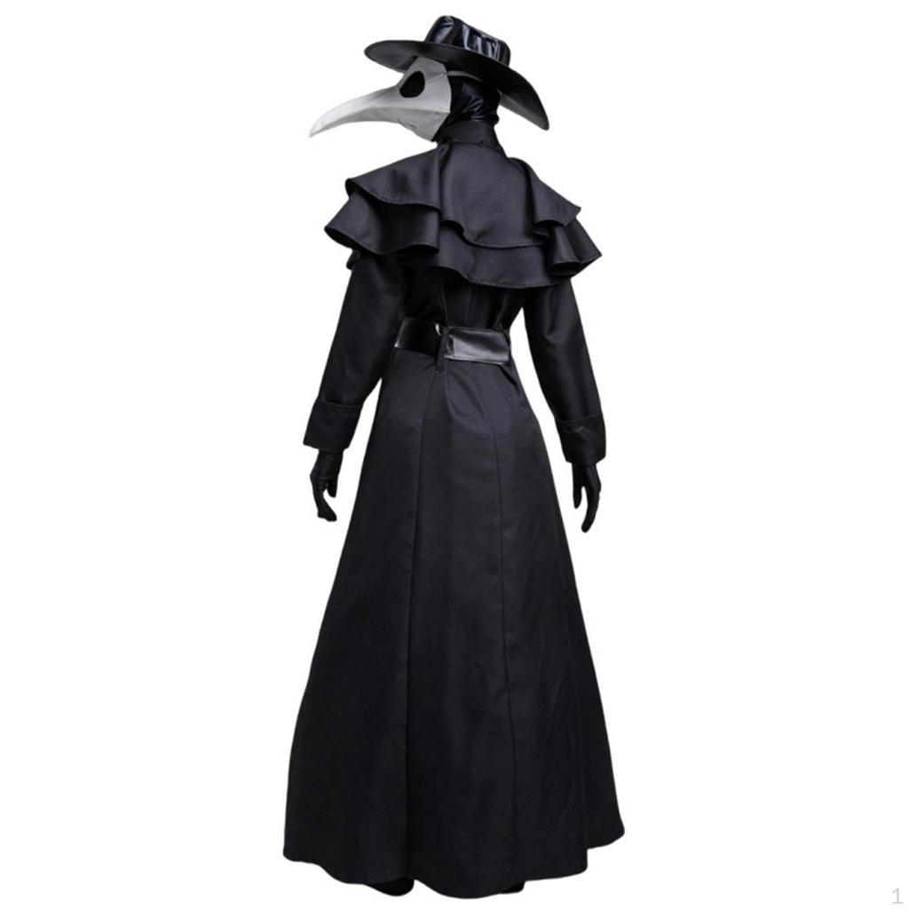Plague Doctor Costume Set Cosplay Classic Festival Carnival for Women Gloves S Headcover