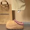 Thick-soled Ethnic Style Wool Half Slippers Women's Winter New Velvet Warm Muller Women's Shoes Thickened Snow Boots