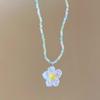 Colorful Beads Choker Necklace Adjustable Flowers Charms Jewelry Flower Pendant Necklaces  Gifts