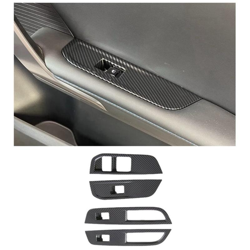Compatible For MG4 EVMulan 2022-2024 Car Window Control Lift Switchs Panel Cover Trim Decoration ABS Carbon FiberDurable