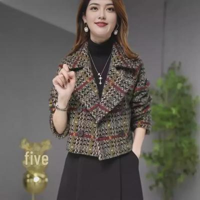 Women's British Plaid Woolen Jacket - Short, Slim, Versatile & Warm, New Autumn/Winter 2023