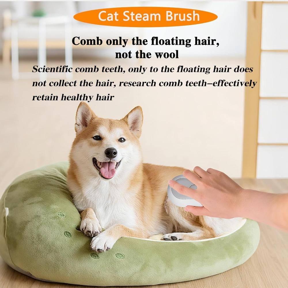 Electric Cat Dog Grooming Comb 3-in-1 USB Powered Silent Massage Tool with Steam Spray Brush Antistatic Built-in Water Tank