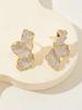 Irregular Metal White Cream Enamel Irregular Petal Flower Earrings for Women Girls Classic Fashion Zircon Gifts Trend