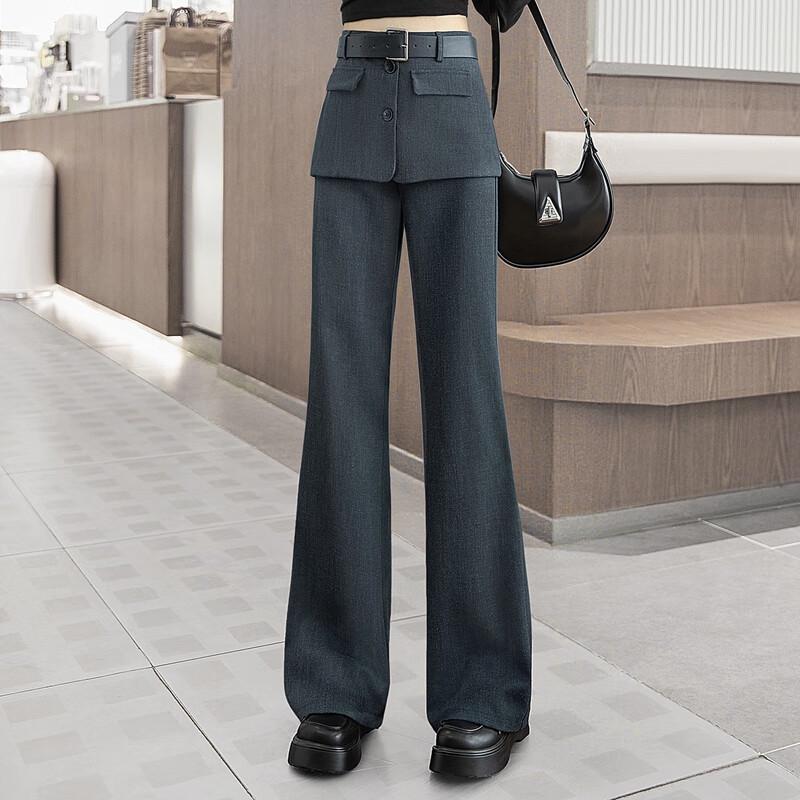 Sibaishi Women's Faux Two-Piece Flared Trousers