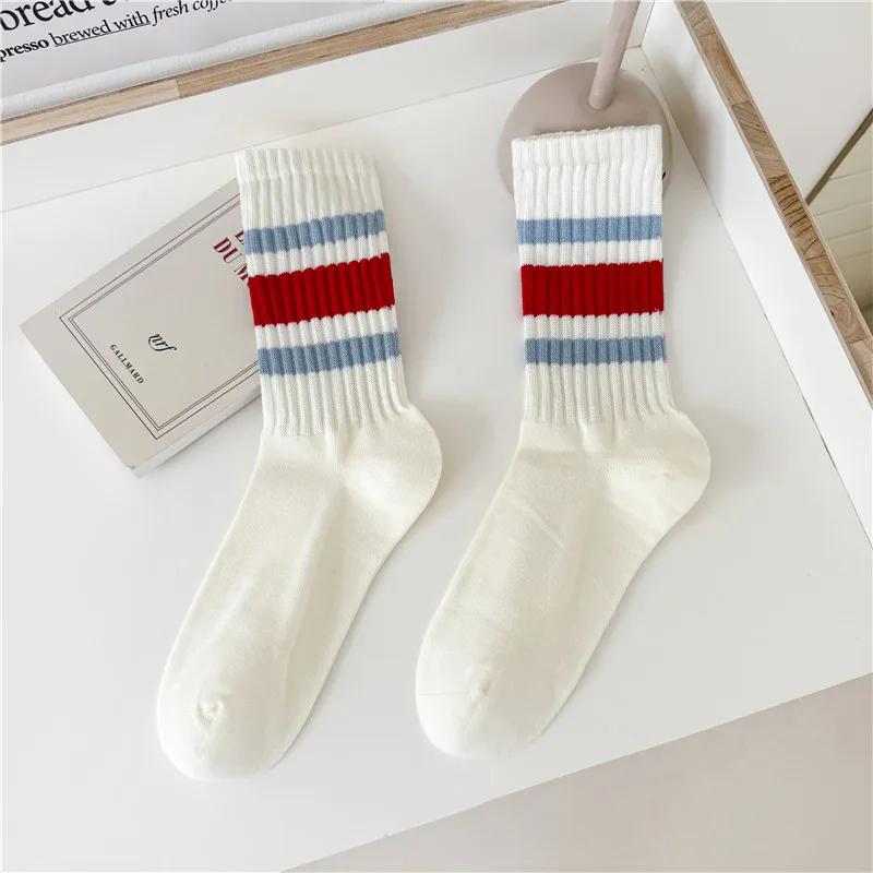 Cityboy Men's Striped Basketball Medium Tube Socks Vintage Unisex Women Couple Cottons Japanese Thick Towel Bottom Sports Socks