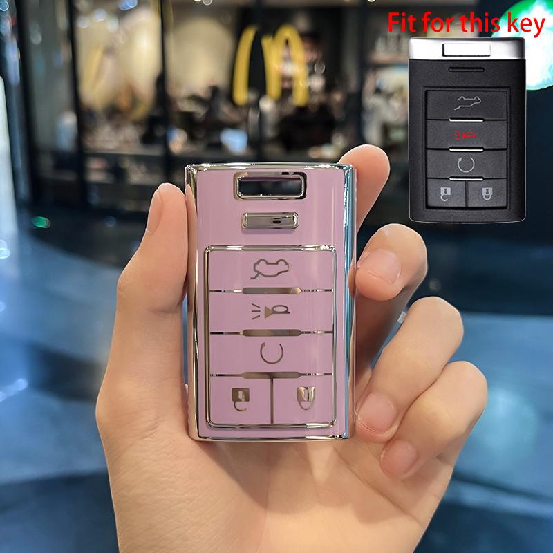 

Чехол для ключей из ТПУ для Cadillac CTS ATS XTS SLS SRX XLS DTS STS Seville Chevrolet C7 Corvette Shell Fob Key Case фиолетовый