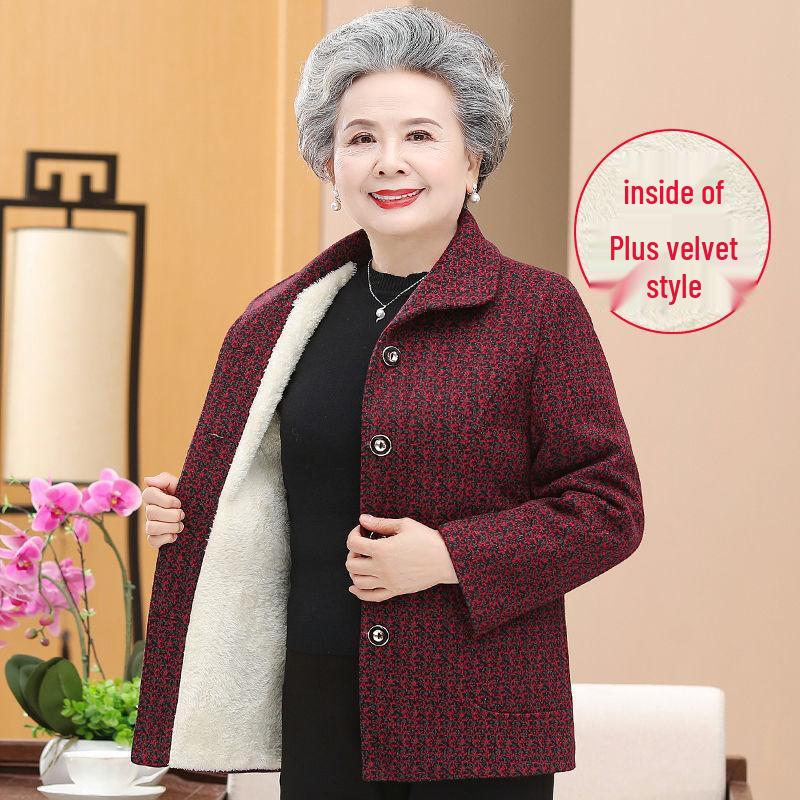 Vintage-Inspired Women's Velvet Suit for Seniors 60s-80s - Thickened for Autumn and Winter