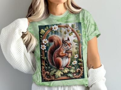 Cute Squirrel T-Shirt, Vintage Nature Tee, Animal Lover Gift, Woodland Creature Shirt, Illustrated Forest Animal, Acorn Loving Squirrel