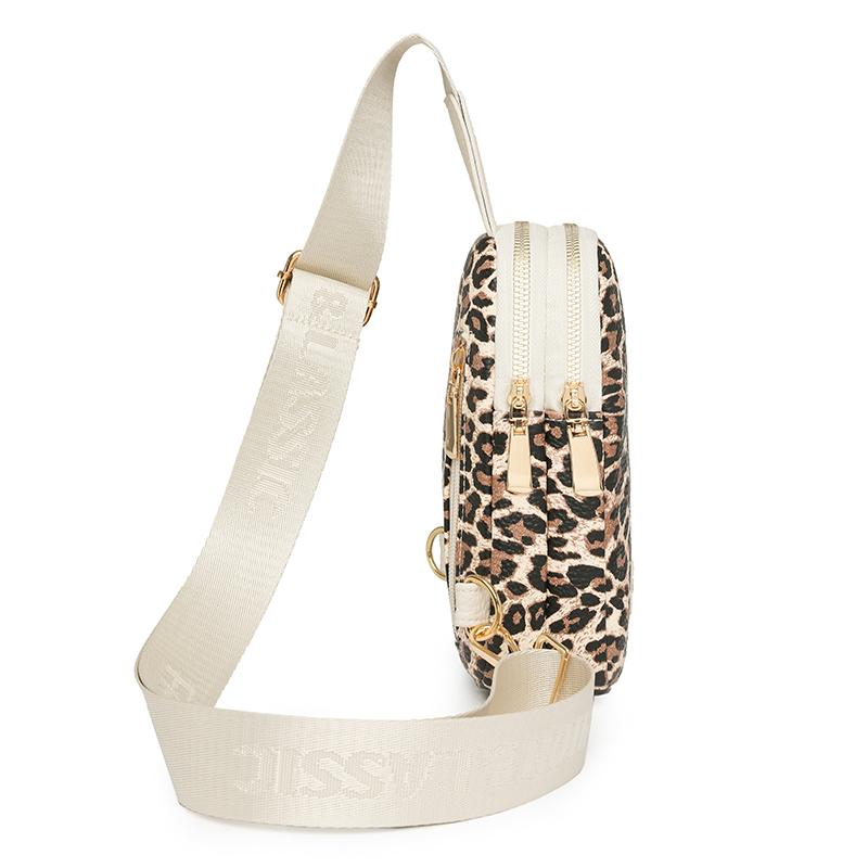 Women's Chest Bag Leopard Shoulder Crossbody Bag Lightweight Travel Satchel
