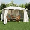 VidaXL Double Roof and Mesh Walls Gazebo Cream 3.93x2.93 M Steel, Garden Gazebo, Patio Gazebo, Pavilion, 368451