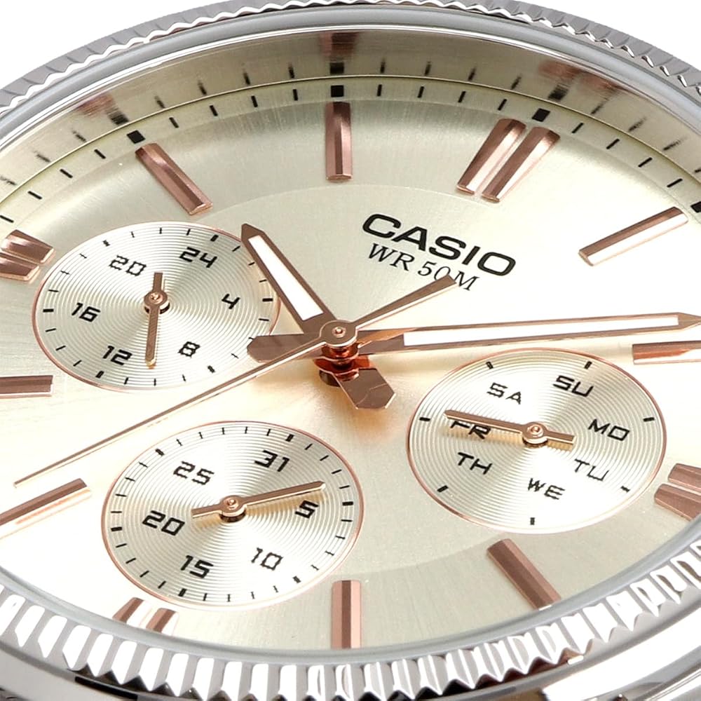 Casio Standard Quartz Men's Watch MTP-1375D-7A2V 24-Hour Display Champagne Color Imported Model