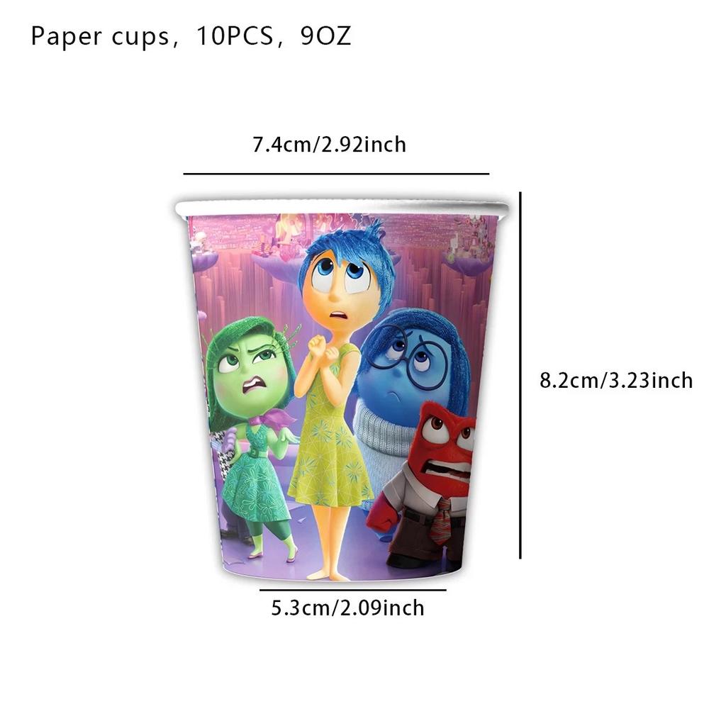 New Inside Out 2 Birthday Party Decoration Supplies Kit Tableware Backdrop Glasses Paper Plates Cups Napkins Balloon for Kids