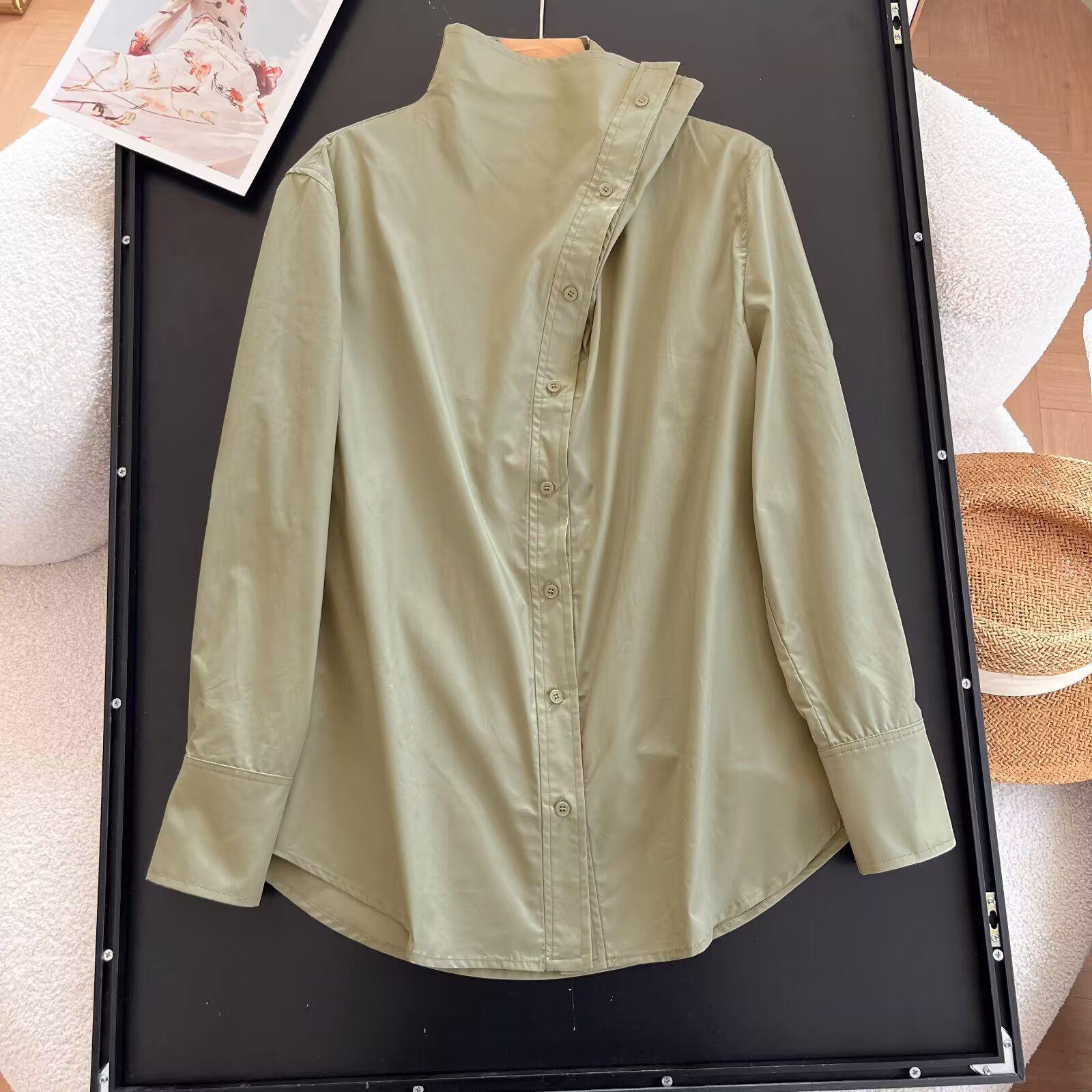 

Spring Women s High-Neck Long Sleeve Cotton Blouse 38