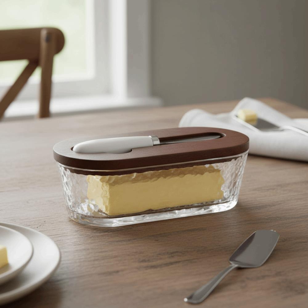 Visible Glass Butter Box Transparent Butter Dish Durable Butter Plate Baking