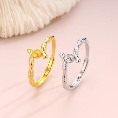 Anello con Perla e Giunto di Bambù Coreano - Regolabile, Accessorio per Gioielli Semilavorato