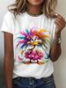 Plus Size, Plus Size for Curvy Wo Ballet Dance Dress Printed Short Sleeve T Shirt Colorful Duck Patt