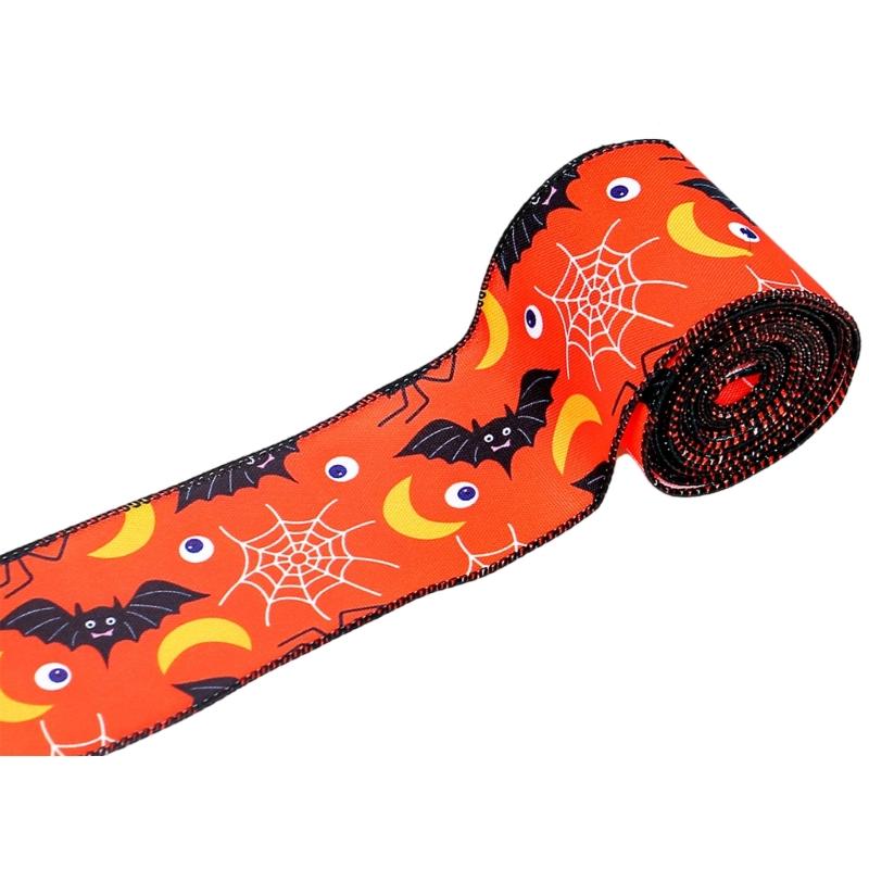 

Halloween Theme Wide Ribbon for Halloween Celebration Decors 2.5inch Wire Edged Wide Ribbon 5 Yard for Festival Decors