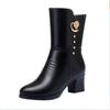 Medium tube women's cotton boots new Martin boots high heels women's winter velvet thickened non-slip warm cotton shoes