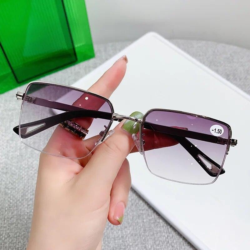 Luksus gradient nærsynthet Galsses Mote Anti-Blue Ray Kortsynte briller Ferdig Firkantet innfatning Optisk Eyewear Dioptri To-4.0