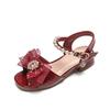 Girls sandals 2025 spring and autumn children soft-soled red leather shoes baby girl shoes bow single shoes children