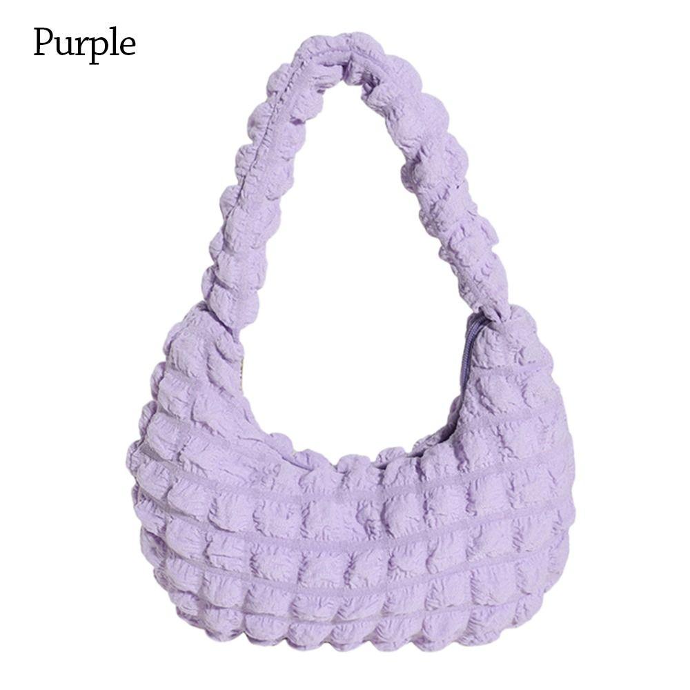 

Женщины Девочки Однотонные стеганые сумки-тоут Милые маленькие сумки со сборками Сумки-пузыри в складку Облака Модные сумки через плечо фиолетовый