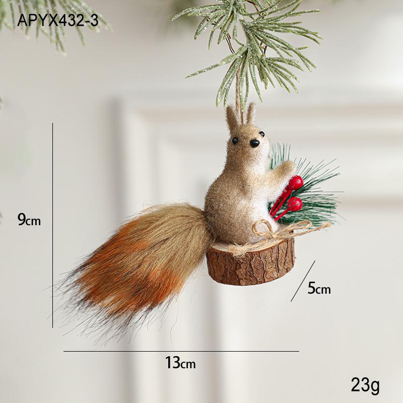 Cute Realistic Squirrel Christmas Tree Hanging Ornaments Pendant Christmas Home Wall Decoration New Year Holiday Party Kids Gift