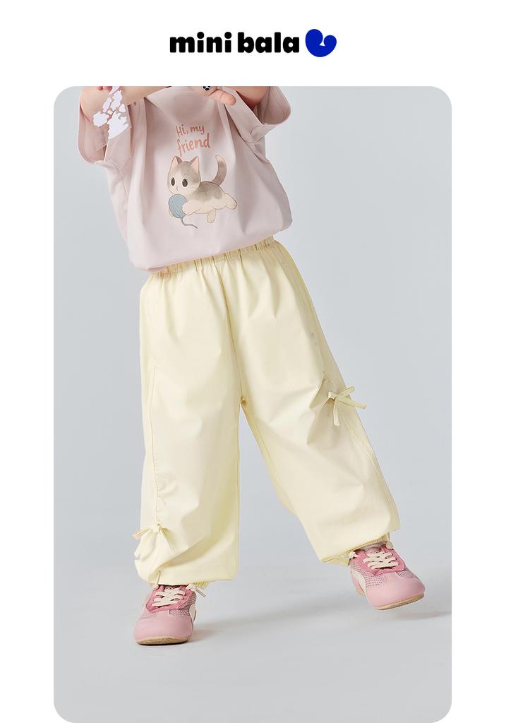 Mini Balabala Girls' Baby Pants Summer Quick Drying Sunscreen Cool Feeling Lightweight Mosquito Proof Pants Sweet Bow