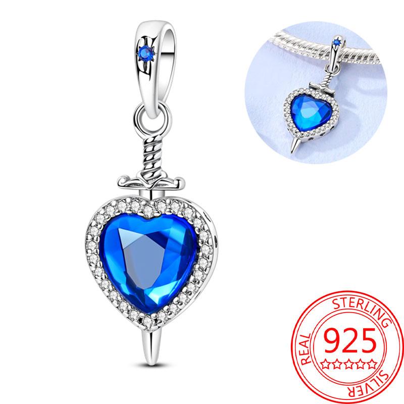 Breloque Pendentif Perles Cœur Rose Scintillant Cuivre Compatible Bracelet Original Pour Femmes Bijoux Cadeaux Saint-Valentin