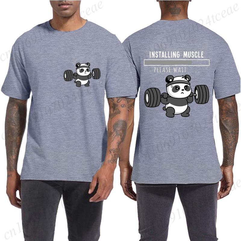Funny Panda Weightlifting Squat Gym Quote Graphic Print T Shirts Men Women Kawaii Meme T-shirts Male Casual Tees Short Sleeve