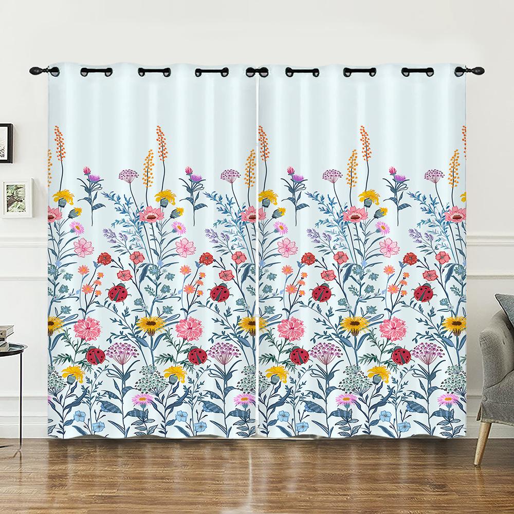 

Шторы Растения Сломанные Цветы Маленькие Свежие Шторы Спальня Гостиная Блэкаут Шторы Перфорированные 97cm*114cm*2