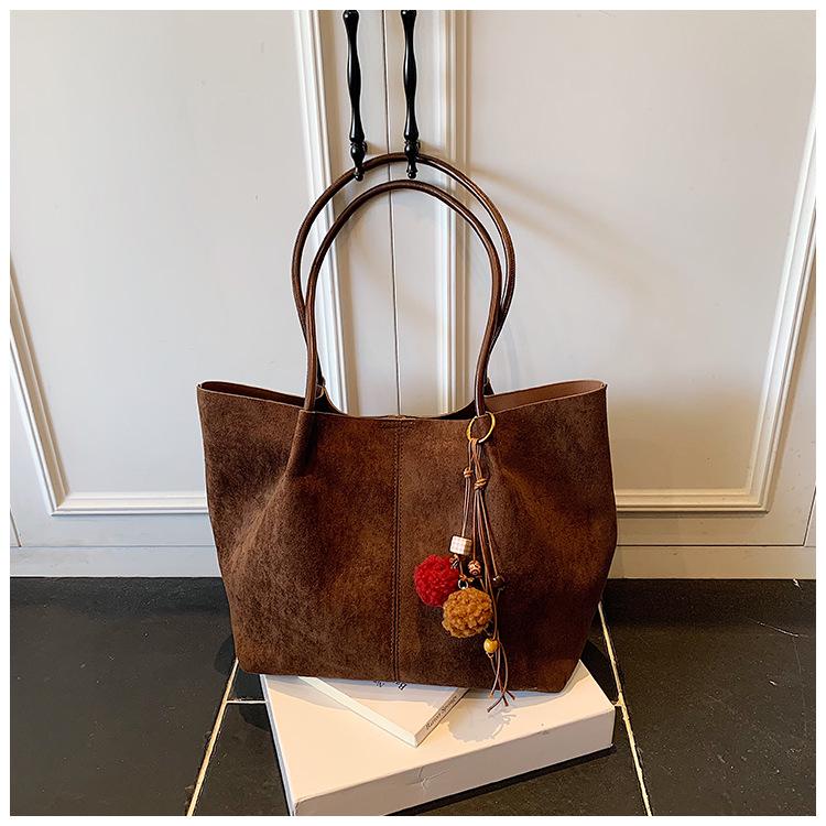 2025 Женская осенне-зимняя универсальная сумка-тоут из замши - Большая вместимость, Повседневная и Простая