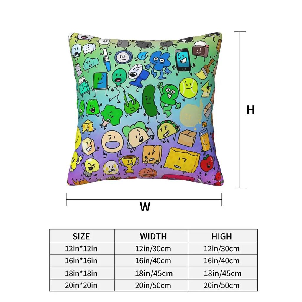 Bfdi Inanimate Insanity All Characters 2 Pcs Square Pillowcase Pillow Cover Cushion Decor Comfort Throw Pillow For Home Bedroom