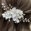 1PC Hair Clip Gift Rhinestone Daily Jewelry Women Temperament Crystal White Flower Fashion Hair Accessories Handwoven