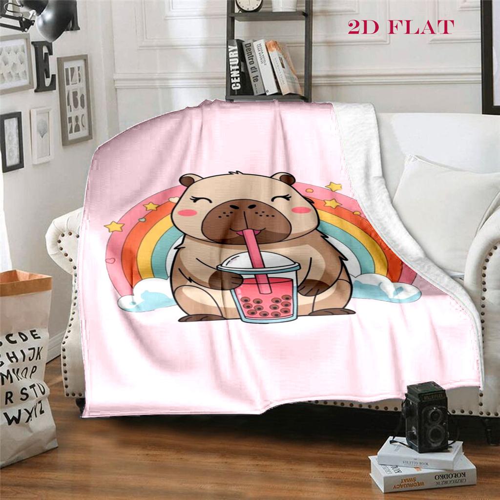 Rainbow Bear Sips Pink Drink blanket blanket Soft and comfortable Outdoor plush blanket Christmas gifts sheet
