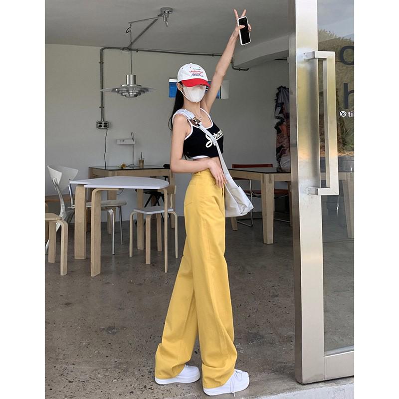 Women's High Waist Dirty Pink Wide-Leg Jeans - Slim and Loose Fit, Early Autumn 2024